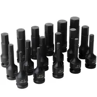 1pcs Impact Hex Driver Bit Metric 1/2" Drive Cr-Mo Steel Air Allen Keys Screwdriver Bit Socket Impact Wrench Tools H4-H22 1