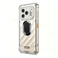 Rugged Silicone Phone Case with Back Ring Holder and Stand for Case & Holder (Clear Tpu A Black)