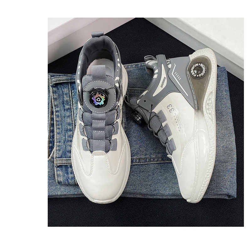 Herren-Sneaker mit drehbarer Schnalle, bequeme, rutschfeste, langlebige Schnürschuhe für Outdoor-Aktivitäten für Herren – Detail 10