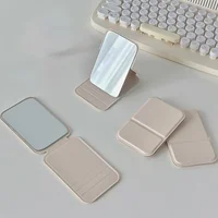 Desktop Makeup Mirror Solid Color PU Leather Simple Portable Handheld Makeup Mirror Foldable Student Compact Cute Pocket Mirror 1