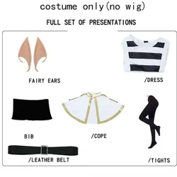 Enchanting Frieren Cosplay Costume with Ears and Stockings - XL (Costume only(no wig))