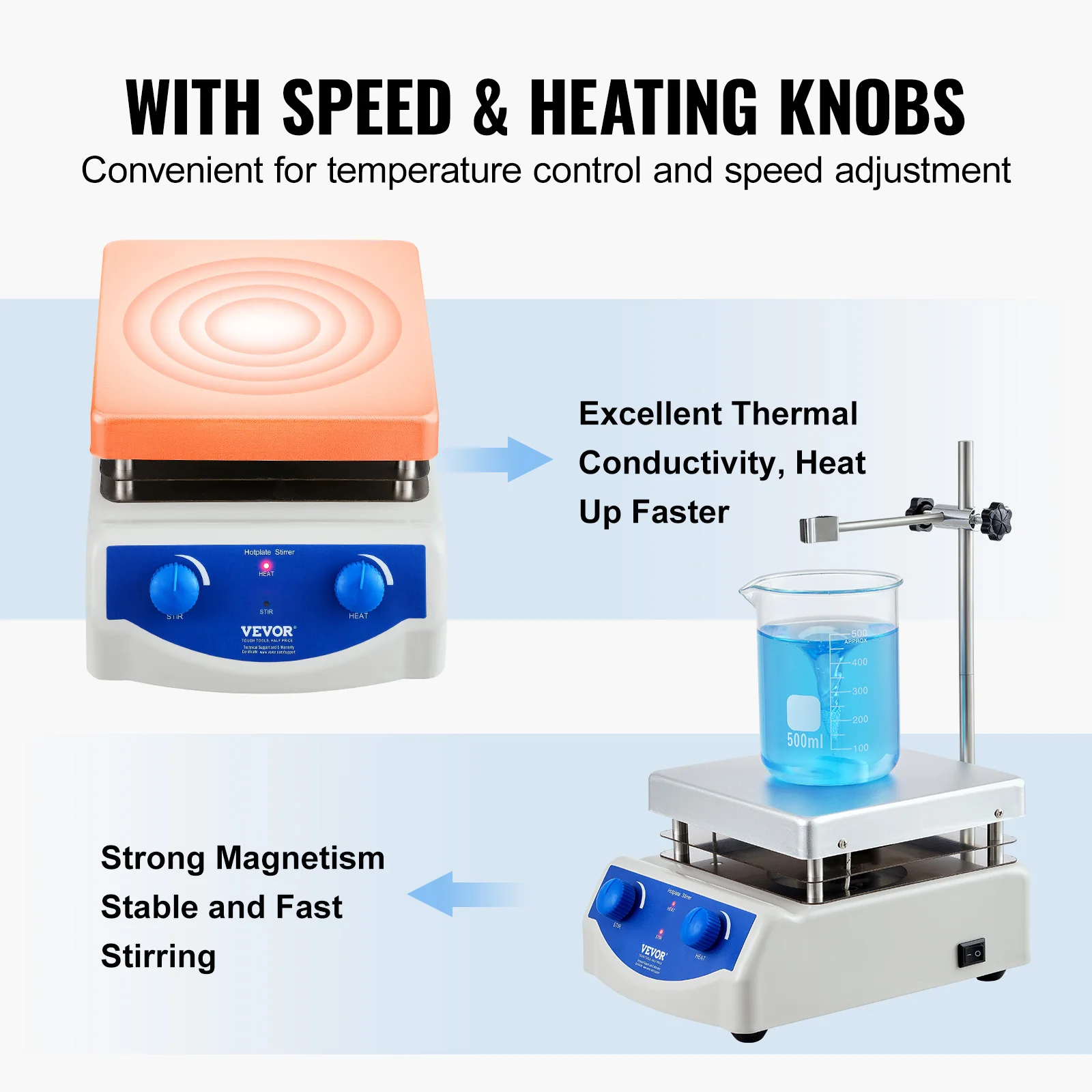 VEVOR Magnetic Stirrer Hot Plate 0-1500/2000 RPM 2L/3L/5L/20L Stir Bars Included magnetic stirrer