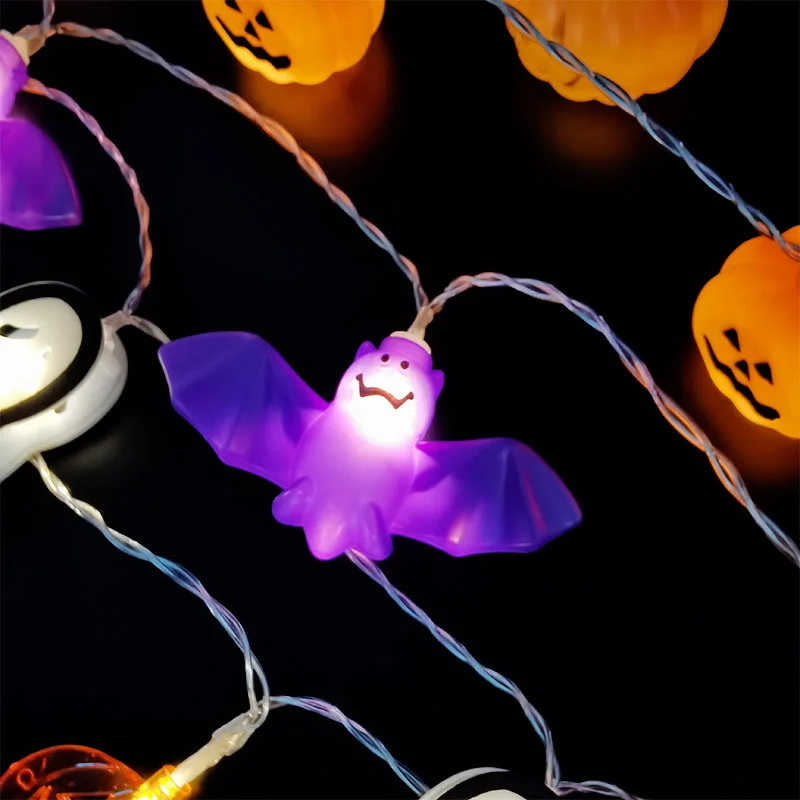 Description Picture 5 of item150CM 10LED Halloween LED String Lights Glow Ghost Skeletons Pumpkin For Home Decor Outdoor Halloween Party Decoration Supplies