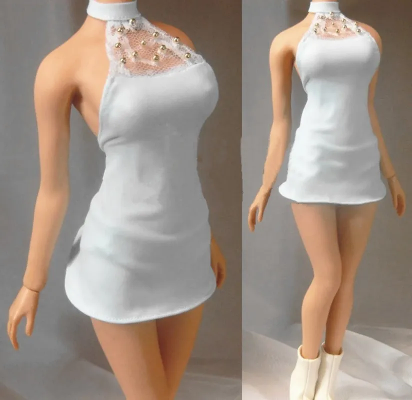 

1/6 Scale S34 S35 S24 Cocktail Dress White PL197 Suspender Tight Suit Female Soldier Model 12 Inch Action Doll