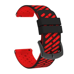 Premium 22mm Silicone Smartwatch Replacement Strap - Durable Wristband Bracelet - 22mm Universal (Black and red)