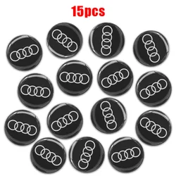 14mm Car Door Lock Keyhole Protection Stickers Emblem - Auto Accessory (15Pcs Audi)