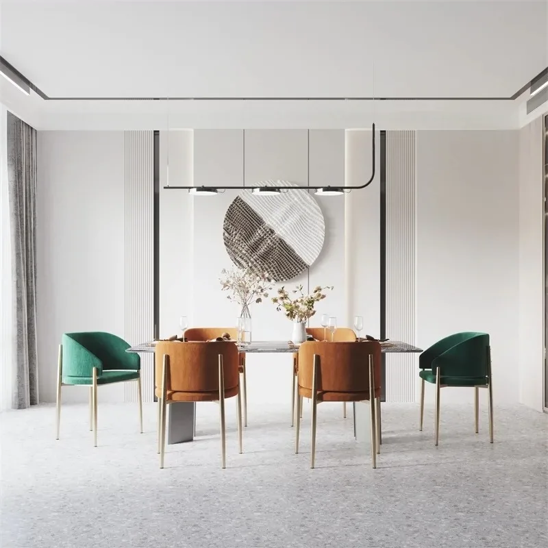 4Psc Nordic Light Luxury Stainless Steel Dining Chairs Backrest Comfortable Chairs Nordic Chair Прозрачные Стулья Cadeira