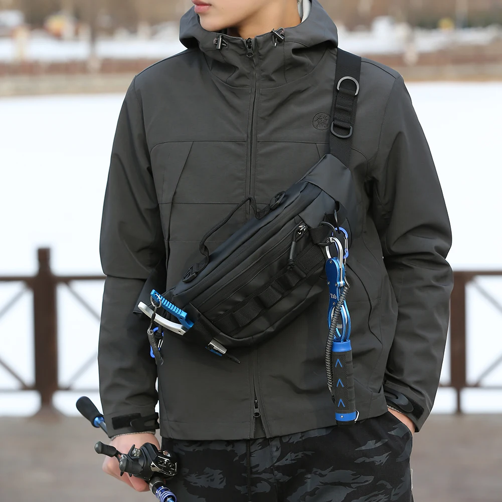 Men Fishing Waist Pack Waterproof Tactical Fanny Pack Multifunctional Fishing Tackle Bag Anti-Theft for Travel Fishing