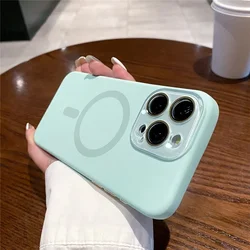 Premium Liquid Silicone Magnetic Lens Protective Cover - iPhone 12 Pro (Light Green)