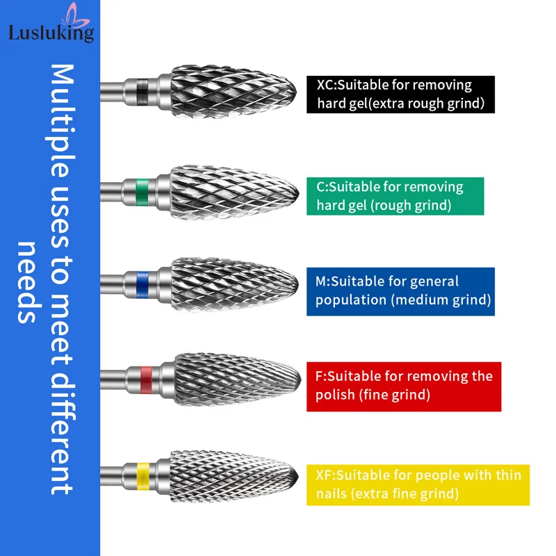 Tungsten Carbid Nail Drill Bits Electric Manicure Drill Accessory Milling Cutters for Nail Gel Polish Remover Tools Efiles nail drill bit