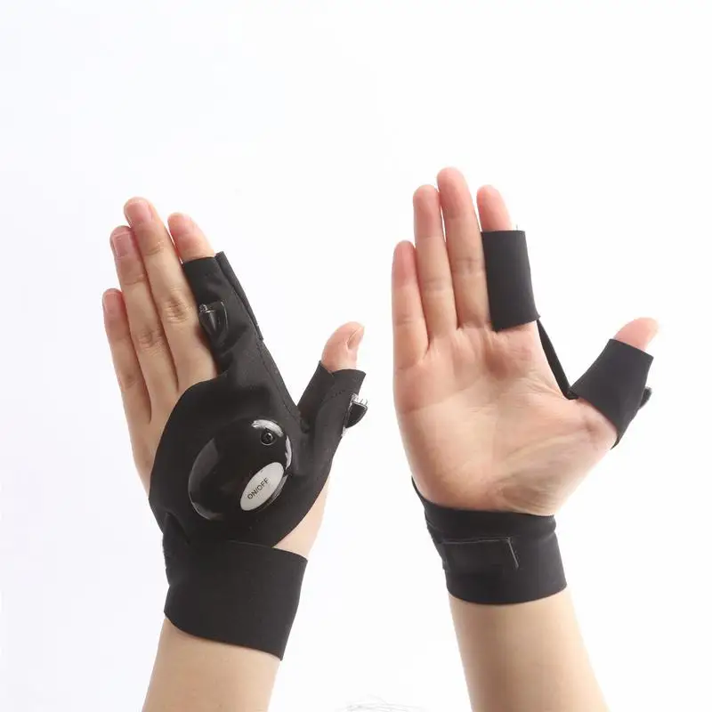 1 Pair Flashlight Fingerless Gloves Outdoor LED Fishing Magic Strap Torch Cover For Survival Camping Hiking Cycling