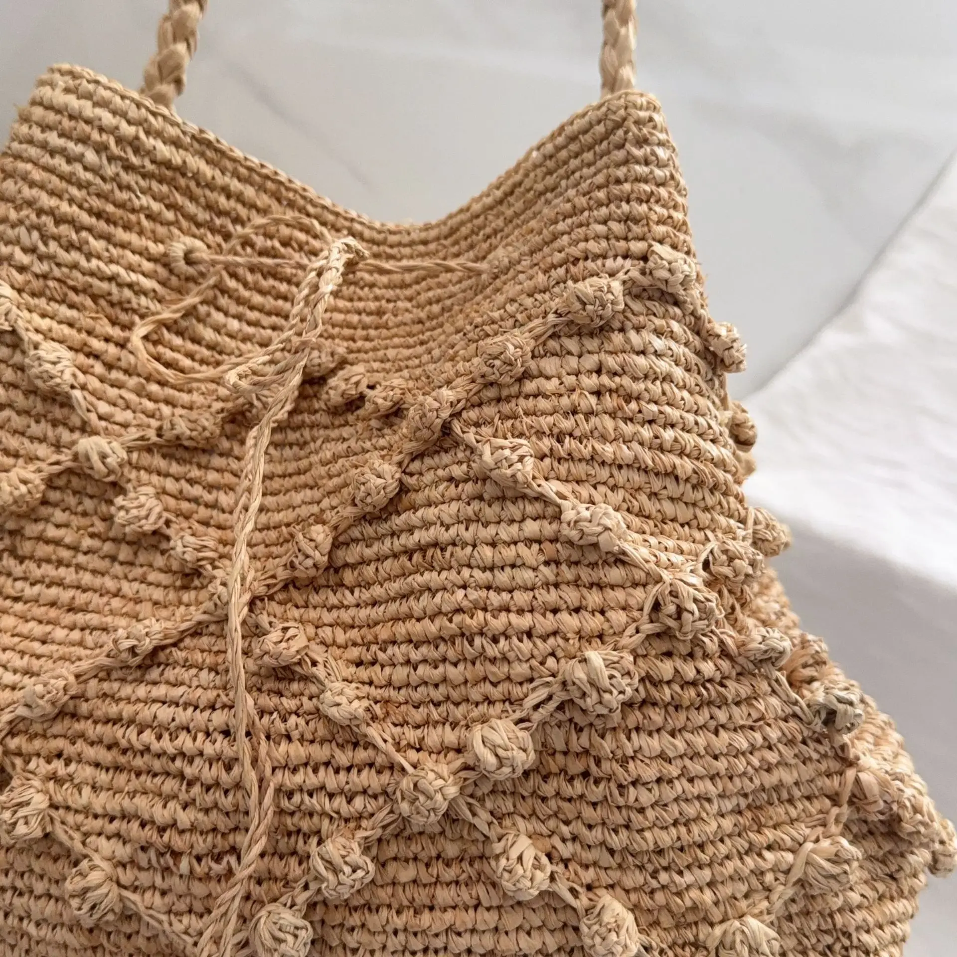 High Quality Imported Raffia Tote Bag Women Elegant Large Capacity Handbags Korean Fashion Designer Luxury Beach Shoulder Bags