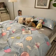  Hello Kittys Sheet Sanrio Bedclothes Three-Piece Bed Set Kawaii Cartoon Anime Sheet Quilt Cover Children Dormitory Home Supplies 