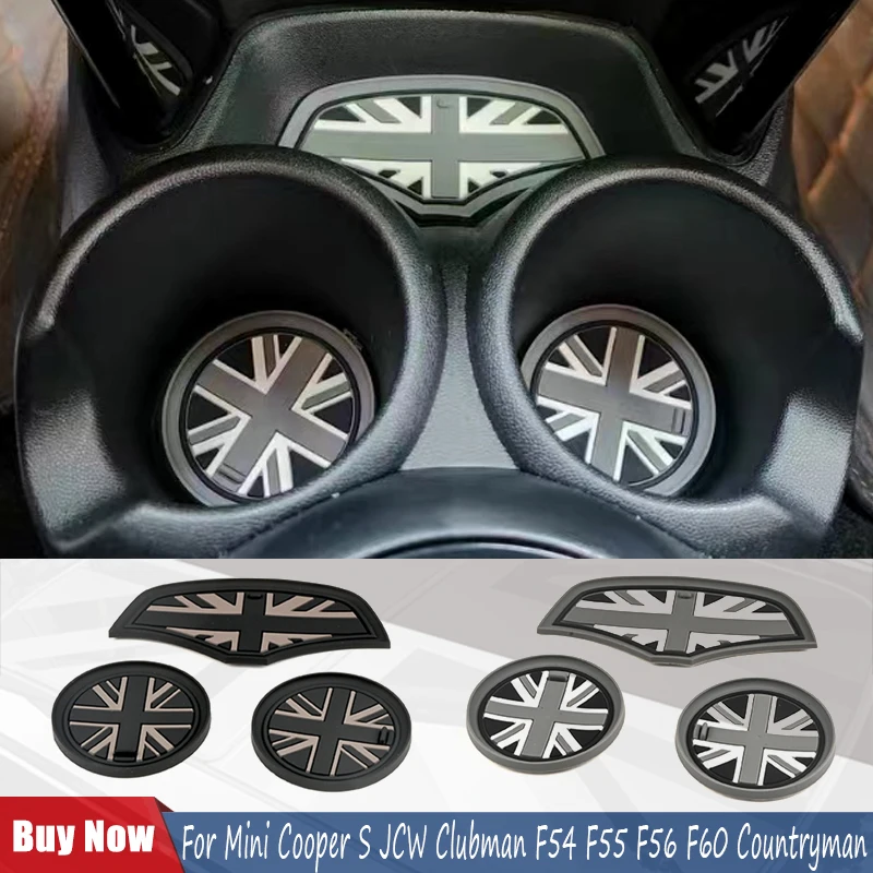 Union Jack Car Cup Cushion Storage Groove Coaster Auto Non-slip Mat Pad For Mini Cooper S JCW Clubman F54 F55 F56 F60 Countryman