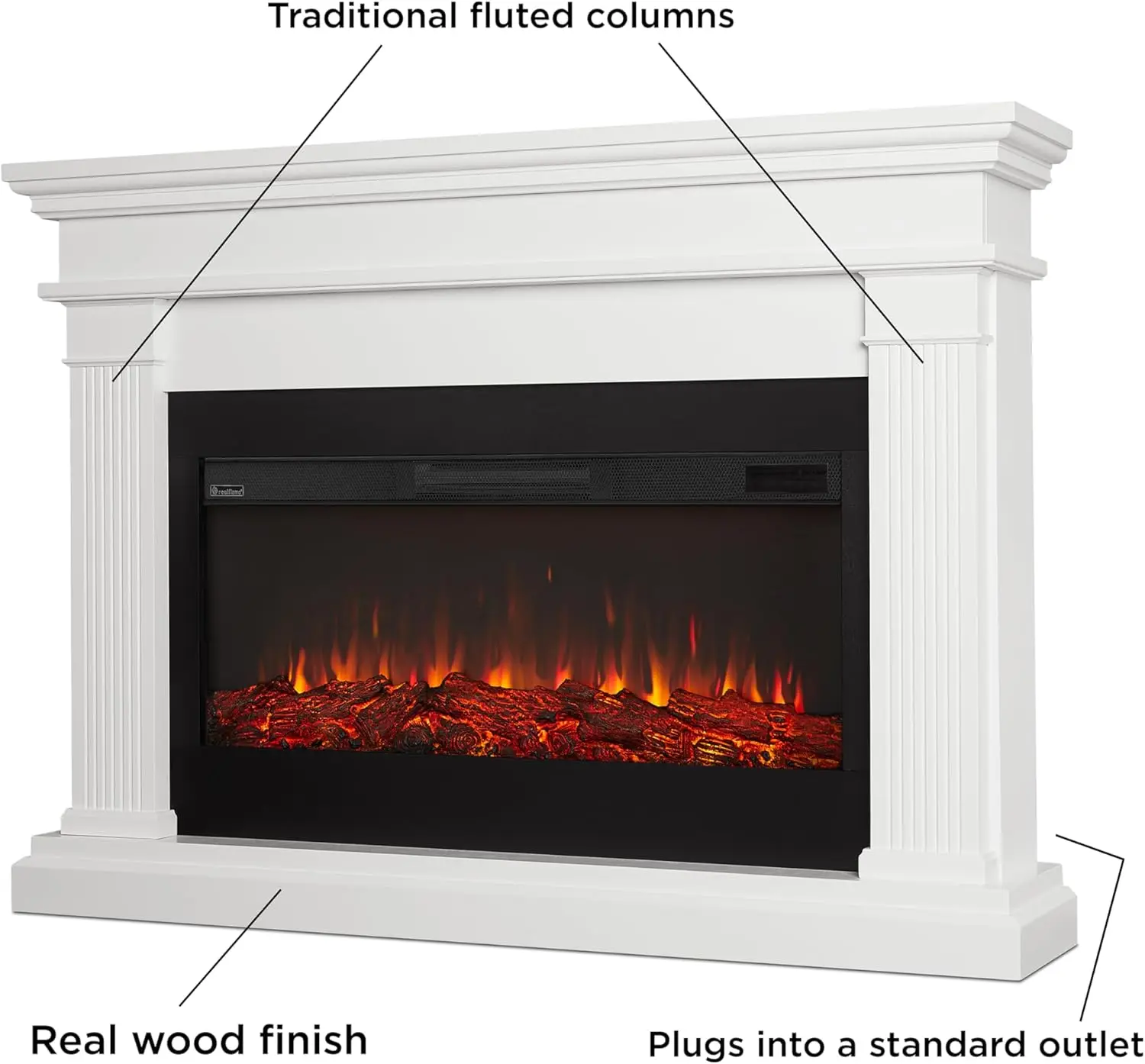 Beau 59" Landscape Electric Fireplace with Mantel for Living Room or Bedroom Replaceable Fireplace Insert Heater Timer 3