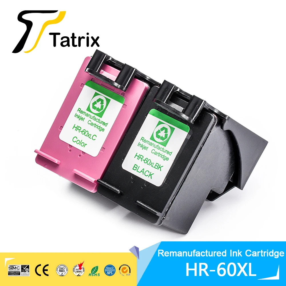 

Tatrix 60 60XL Premium Remanufactured Color Inkjet Ink Cartridge for HP Deskjet F2560/F2568/ F4280/F4288 Printer