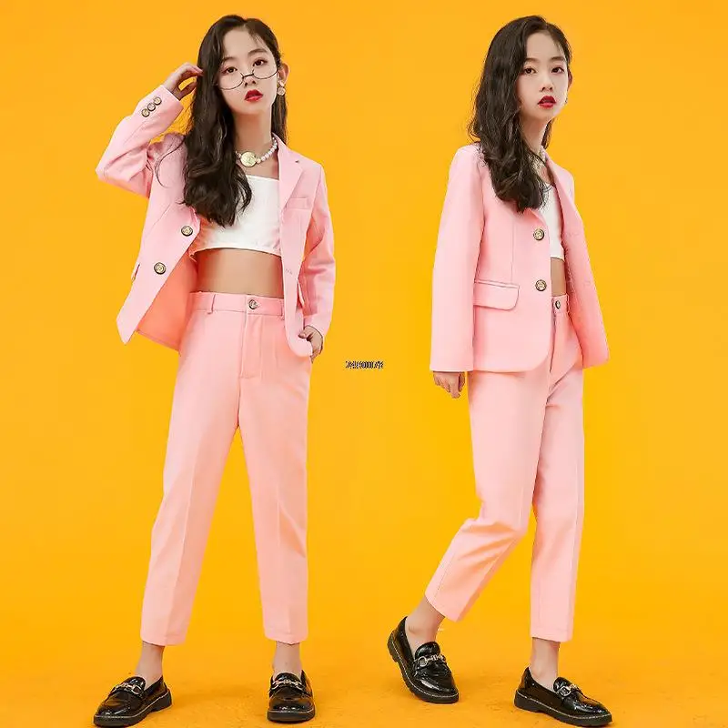 Costume de photographie rose pour filles, pièces, veste et