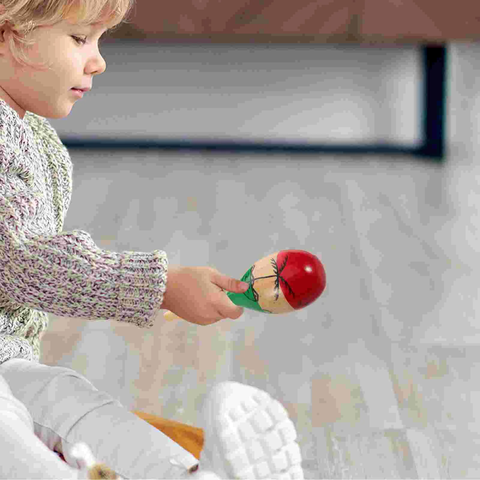 2 Pcs Wooden Maraca Kids Music Set ff Instrument Montessori Baby Girl Toys Percussion Shekere Musical Instruments