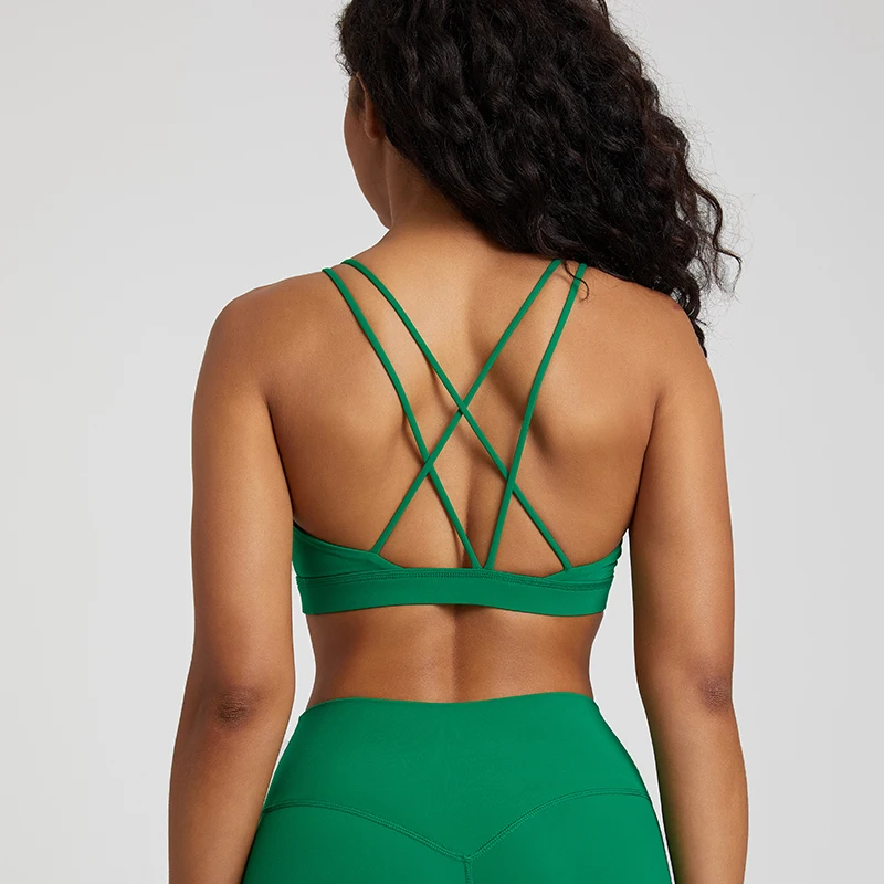Low Support Criss Cross Back Yoga Sports Bras for Women Sexy V