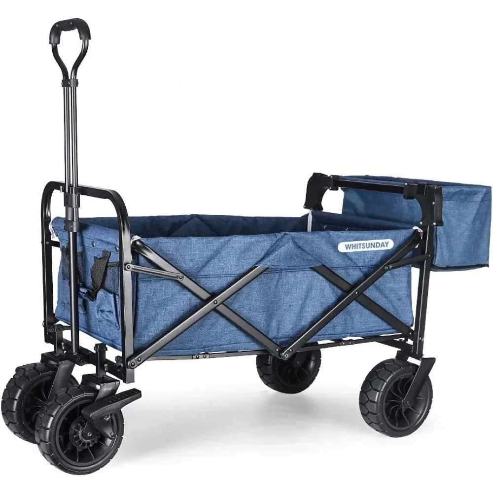 Collapsible Folding Garden Outdoor Park Utility Wagon Picnic Camping Cart with Bearing and Brake 8" All Terrain Wheels