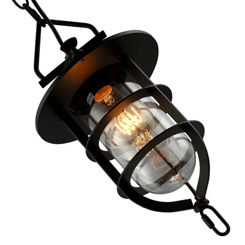 Loft American Country Retro Restaurant Chandelier Creative Personality Corridor Aisle Light Dock Iron Cage Pendent Light