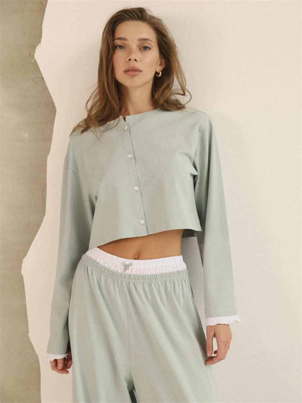 Cardigan Pajama Set styled for slow mornings, sleeping, and comfortable home routines