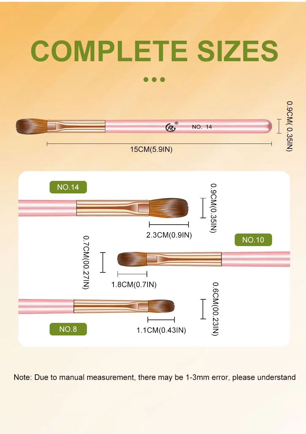 3PCS Nagel Acryl Pinsel Rosa Griff Acryl Pinsel Professionelle Nagel Kristall Pulver Erweiterte Gravur DIY Design Pinsel Werkzeug – Detail 8