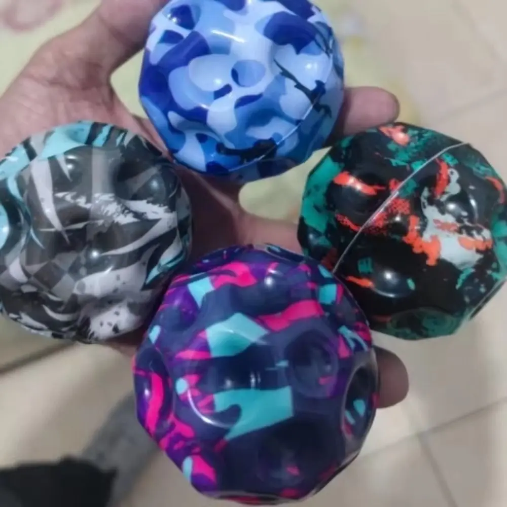 Jump Ball High Bouncing Ball Hand Ball Game Multi-hole Wrist Return Rubber Ball Exercise with Strap Wrist Elastic Ball Kids Toy