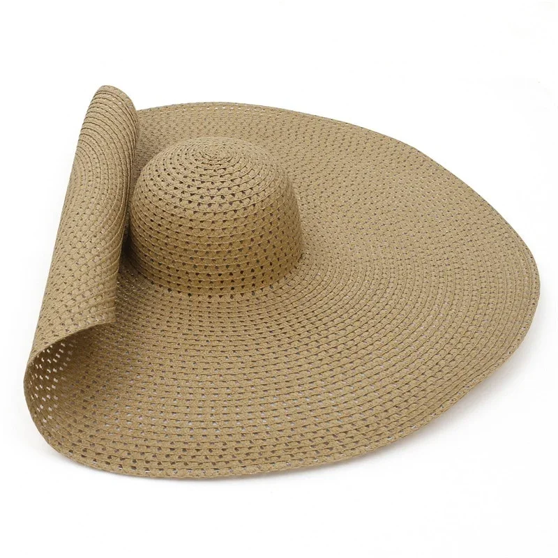Summer Large Wide Brim Foldable Sun Hats for Women Oversized Sun Shade Hat Travel Straw Hat Lady UV Protection Beach