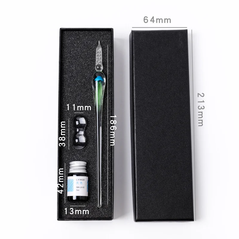 Quallen Dip Pen Dreiteiliges Glas Stift Set Zeichenstift Kristall Student Glas Stift Schreibwaren Geschenk Stift – Detail 6
