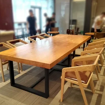 Industrial Style Iron Square Furniture Legs Coffee Desk Office Desk Solid Wood Board Table