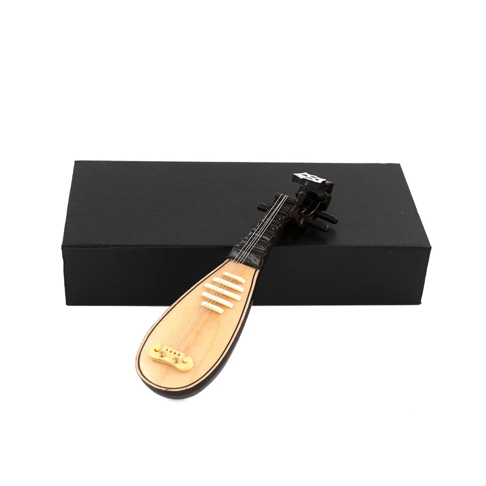 1Pcs Miniature Chinese Lute Model with Support and Case Mini Musical Instrument 1/12 Dollhouse 1/6 Action figure Accessories bjd