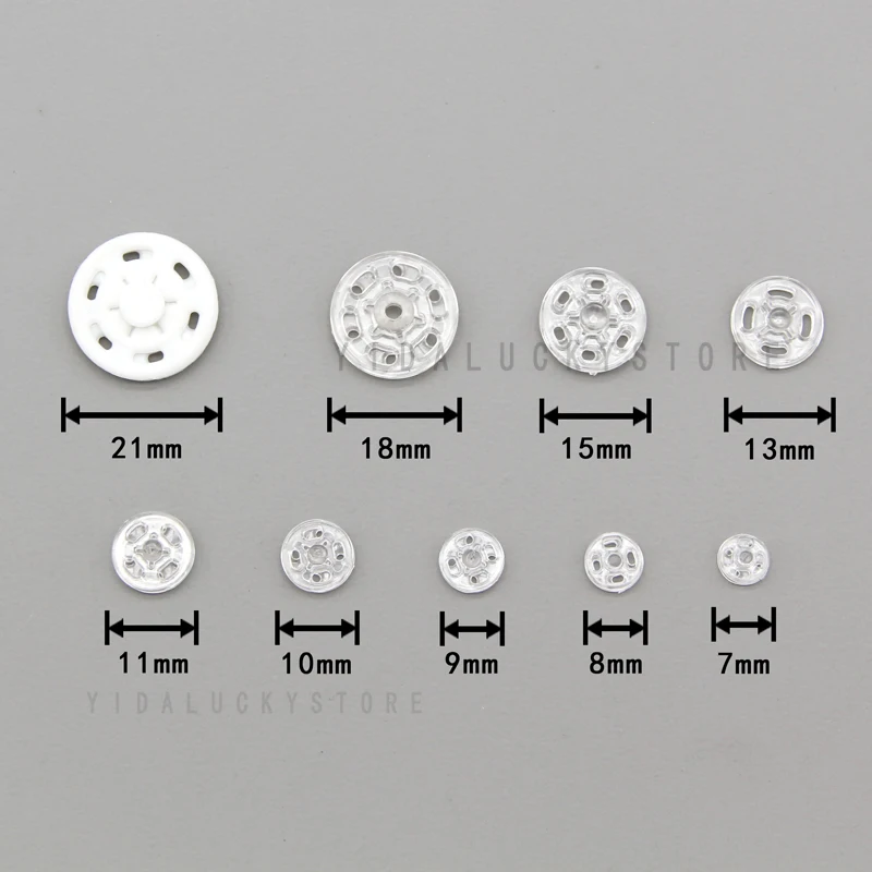 7/10/13/15/18/21mm Invisible Small Plastic Snap Buttons Fasteners Press Button Stud For Clothes Mini Accessories Wholesale