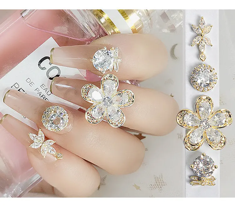 10 teile/los Schneeflocke Blume Herz Tropfen Zirkon Kristalle Strass Schmuck Nagel kunst Dekorationen Nägel Zubehör Charms Lieferungen – Detail 7