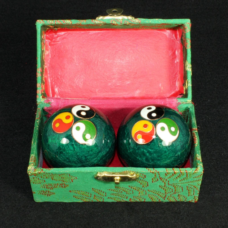 1set Hand Massage Fitness Ball Cloisonne Craft Handball Gift Chinese Exercise Hand Pressure Relief Sports Ball for Kids Seniors