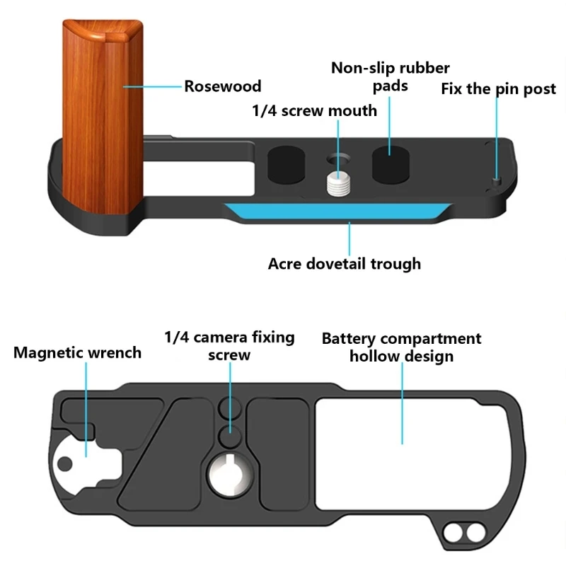 Half Cage Handgrip L Bracket for Arca Tripods Quick Release Plate Mount for DSLR Camera
