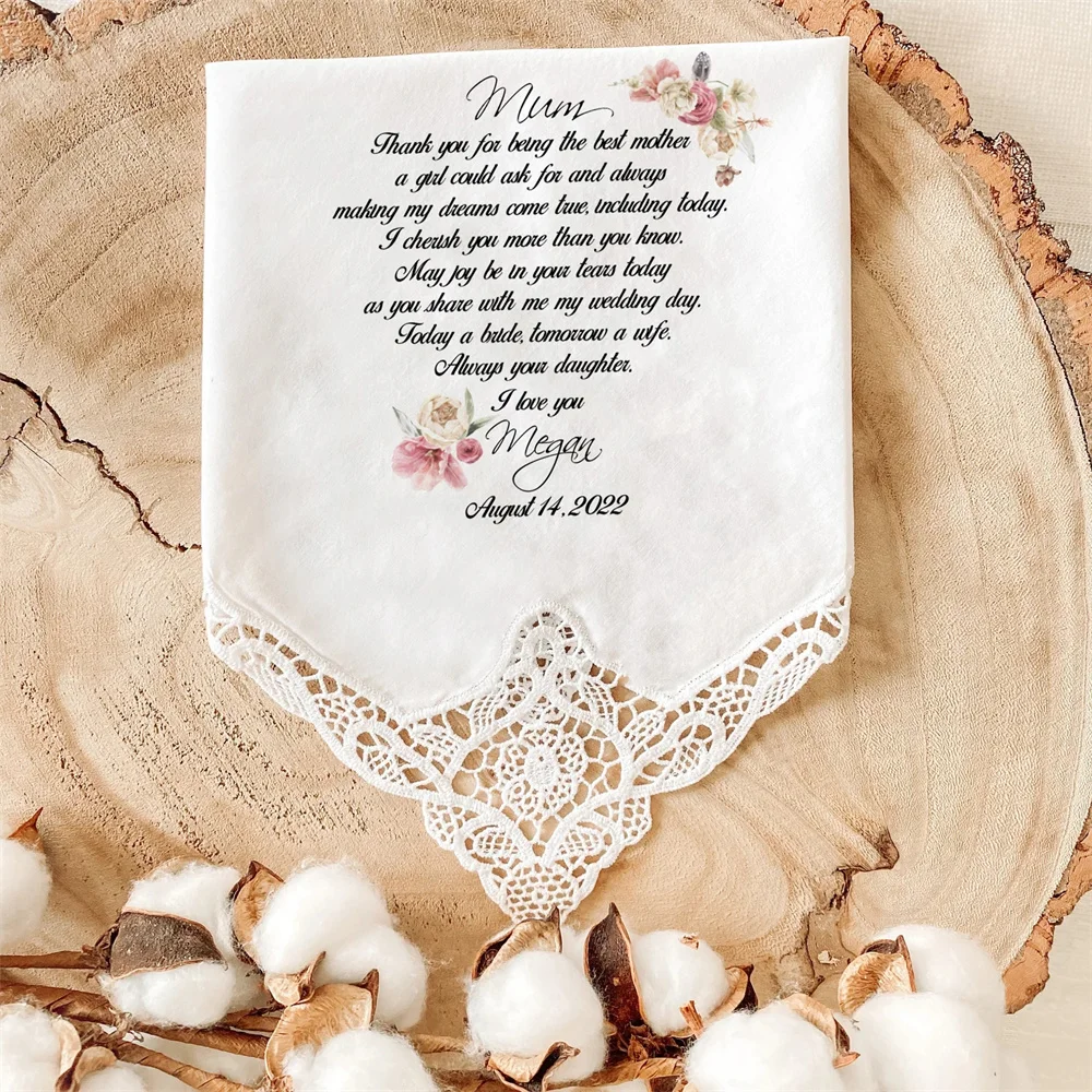 Wedding Gift for Parents Wedding Handkerchief For Mum and Dad Gift Set Thank you Personalised from bride groom