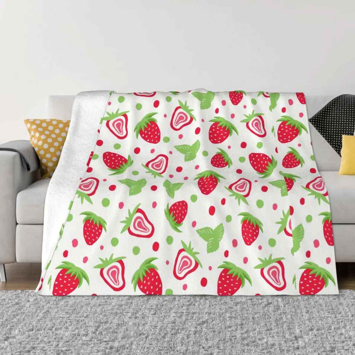 

Strawberry Pink Cute Plaid Blanket Soft Plush Decorative Bed Throw Blankets for Luxury Bedding Affordable