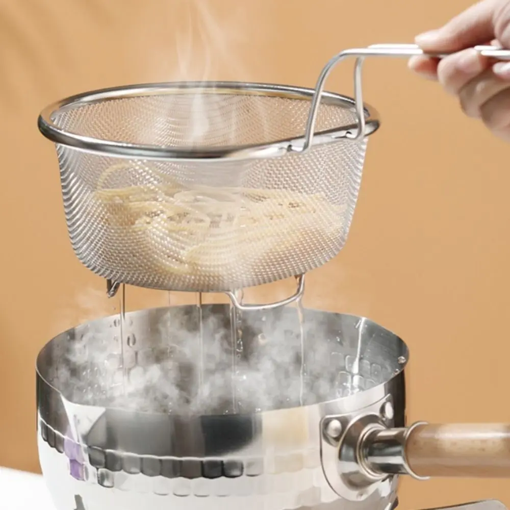 

Ситечко для жарки с французской стружкой, корзина из нержавеющей стали для глубокой жарки, кухонная круглая проволочная сетка для жарки с ручкой, дуршлаг, сетки