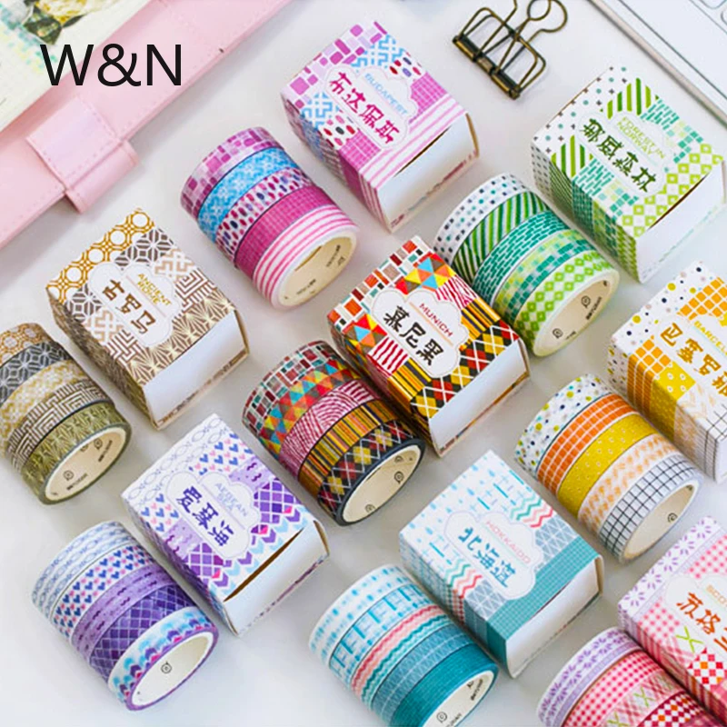 

5 Rolls/set Checkered Stripes Washi Tape Set DIY Decoration Scrapbooking Planner Masking Tape Adhesive Tape Kawaii Stationery