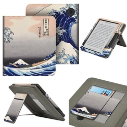 Premium Leather 7-Inch eReader Case with Hand Strap, Stand, and Card Slot - KOBO Libra 2 (Surfing)