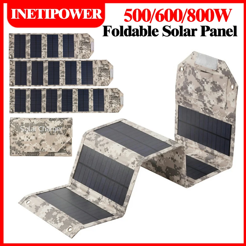 สถานีพลังงานแสงอาทิตย์ลายพราง 500W/800W รุ่นใหม่ |   แผงพับได้พร้อมการชาร์จ USB 5V และสายเคเบิลสำหรับการตั้งแคมป์ เดินป่า และการเอาชีวิตรอด 1