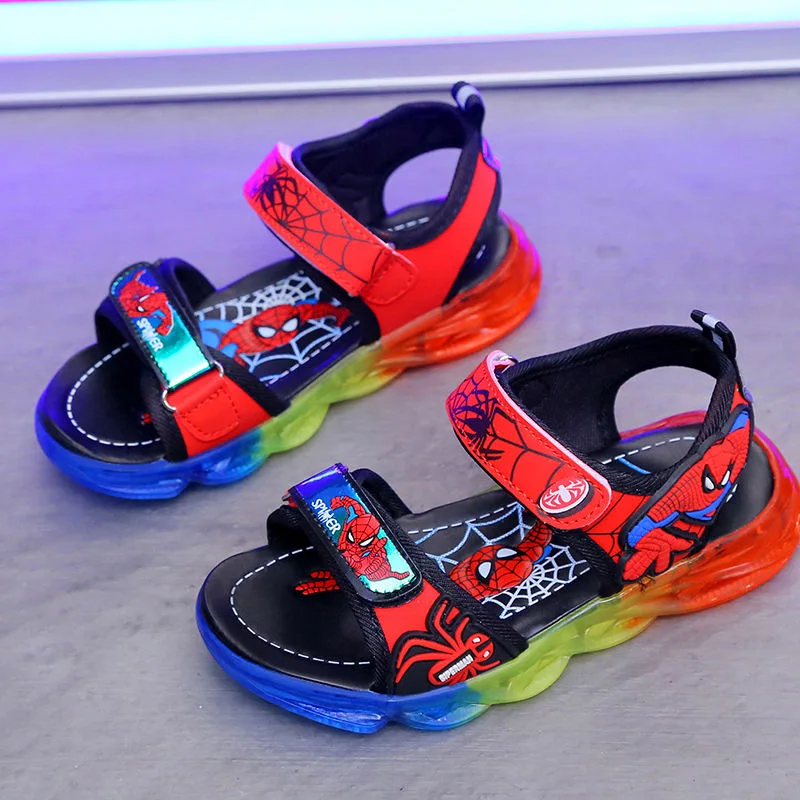 child shoes girl 2022 Kids Sandals Summer New Fashion Carton Beach Shoes for Boys Children Breathable Led Light Spider Casual Walking Sandals slippers for boy Children's Shoes