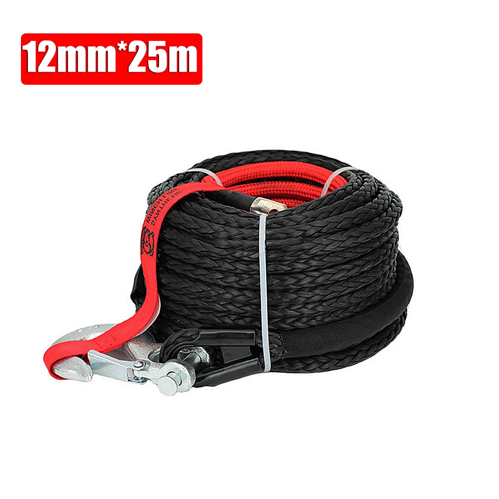

12mm*25m Car Outdoor Rescue Tow Rope 4x4 Accessories Off Road Trailer Strap Breaking Strength Max 20500LBS For ATV SUV Vehicle