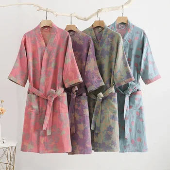 Accappatoio in cotone per coppie primavera ed estate stile sottile pigiama manica corta abbigliamento donna che assorbe e asciuga rapidamente accappatoi 1