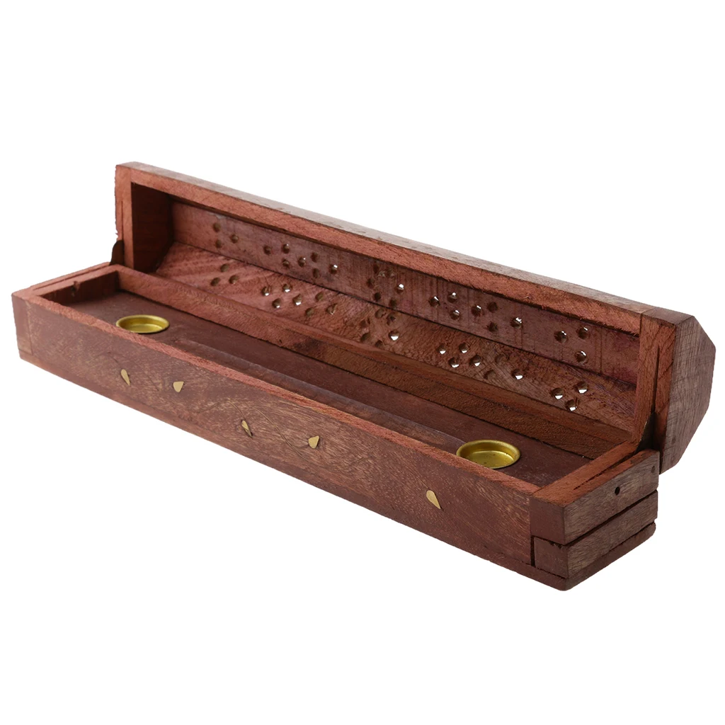Ancient Wooden Incense Stick Holder Burning Joss Insence Box Insense Burner