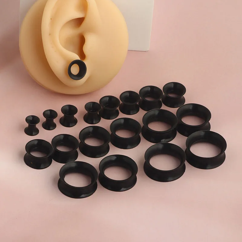 Ultra Thin Silicone Flexible Flesh Tunnel Expander Stretching Gauge Earlets Plug Set Gauges Kit 6-25mm mix 10 size wholesales