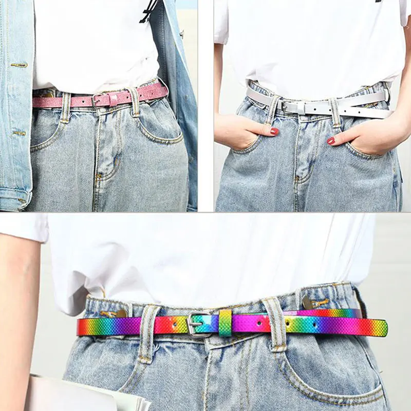 1 Piece Cute Girls Kids Faux Leather Belt Adjuestable Needle Buckle Belts Solid Color Colorful Waistband For Children Waist Belt