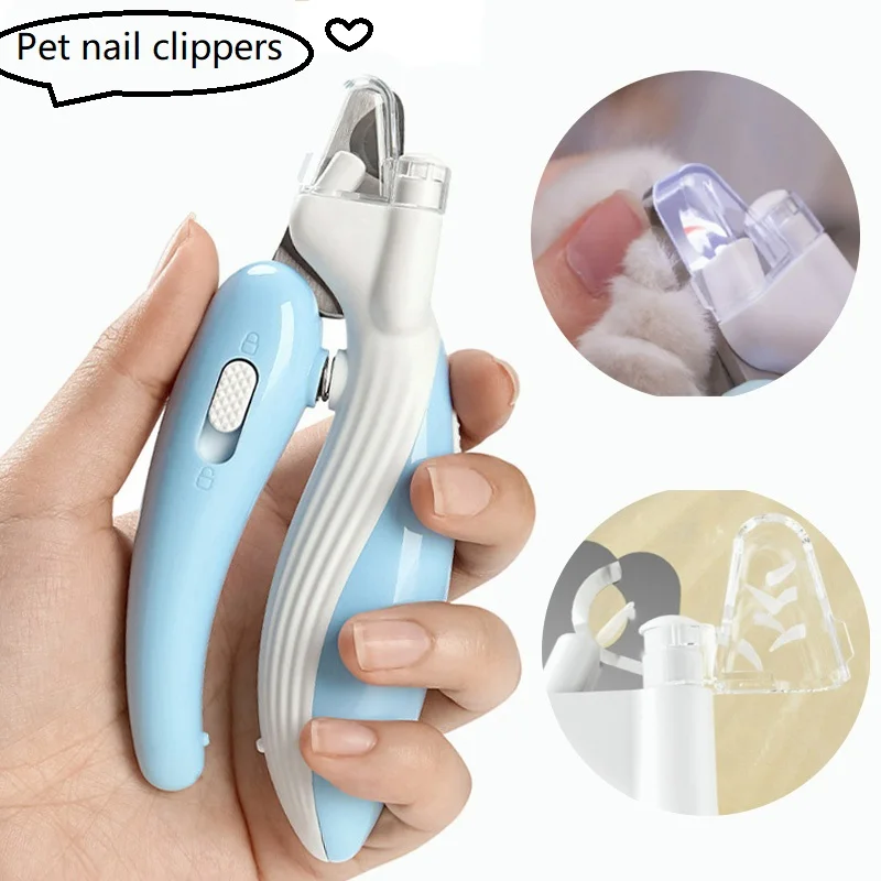 Cat Nail Clipper Professional Pet Nail Trimmer Dog Toe Claw Trimmer with LED Light Pet Claw Shape Trimming Clipper