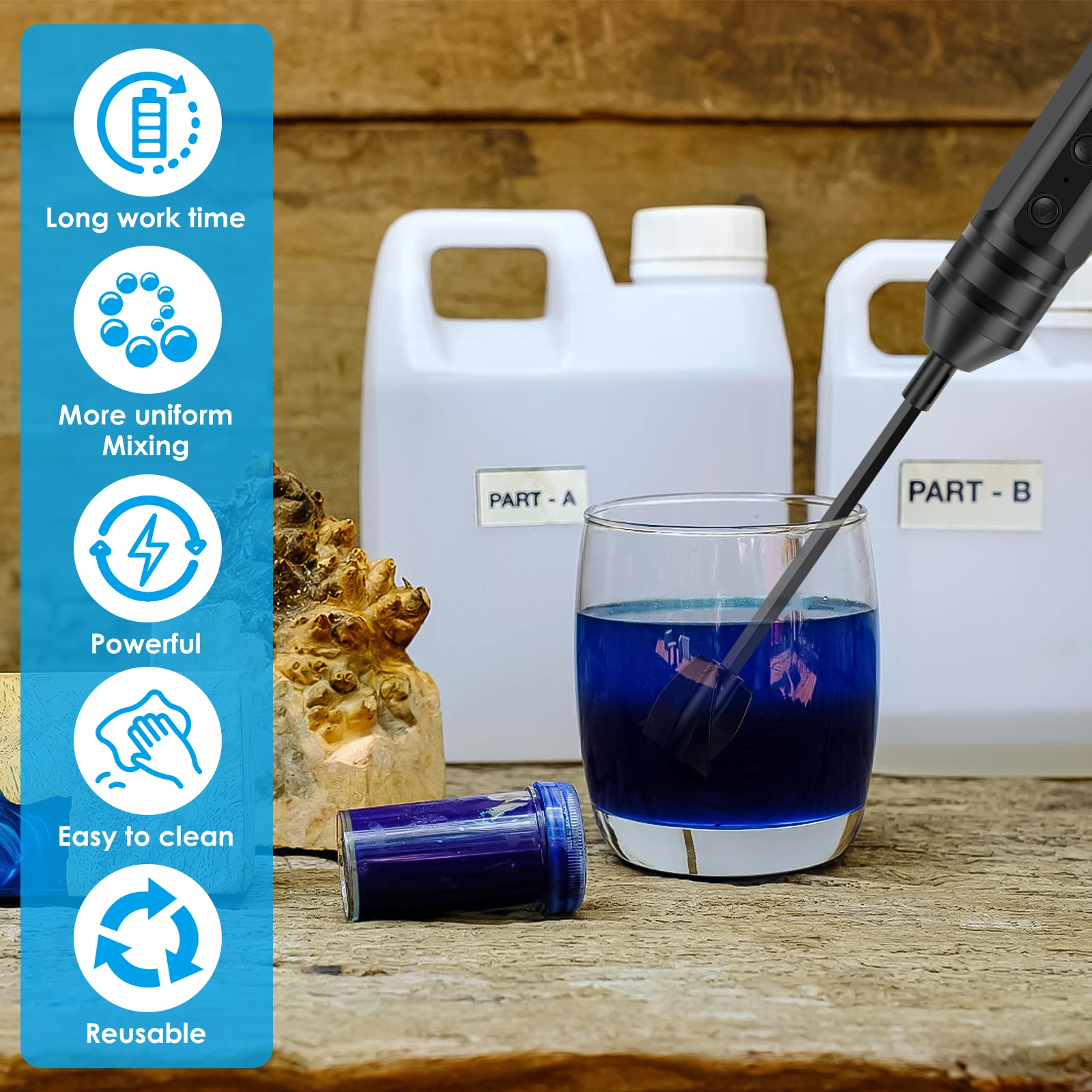 Epoxy Mixer Resin Mixer Paddles Rechargeable Drill Paint Epoxy Resin for Paint Concrete Plaster Reusable DIY Crafts